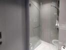 Modern bathroom with glass shower enclosure