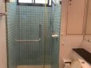 Bathroom with shower area and toilet