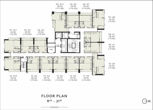 Floor plan of a multi-story residential building