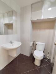 Modern bathroom with wall-hung sink and toilet