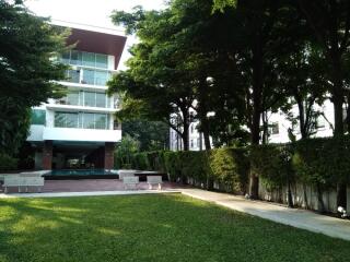 Modern building with green outdoor space