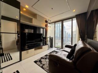 Modern living room with city view