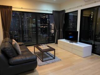 Modern living room with city view