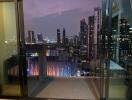 Balcony view of cityscape at dusk