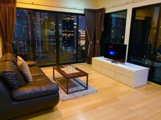 Modern living room with city view