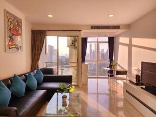 Bright living room with city view