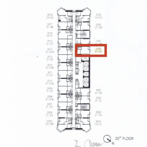 Floor plan of building on the 20th floor