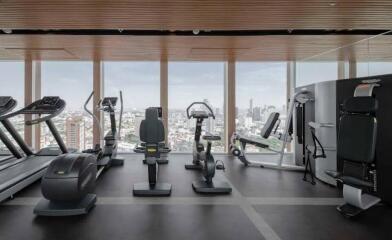 Modern gym with city view