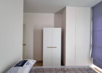 Modern bedroom with closet and bed