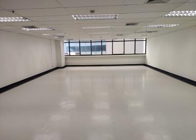 Empty spacious commercial space with large windows