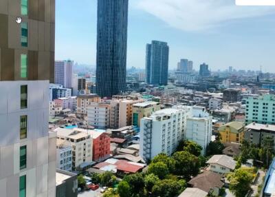 High-rise cityscape with tall buildings and urban skyline