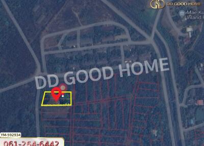 Aerial view of labeled land plots in a residential area