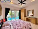 Bedroom with pool view