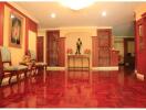 Polished wooden living area with decor and seating