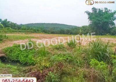 Vacant land plot with greenery and distant hills