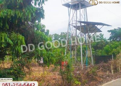 Water tower support structure in a garden