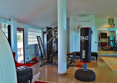 Home gym with exercise equipment