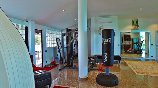 Home gym with exercise equipment