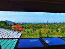 Outdoor balcony with a scenic view of the surrounding landscape