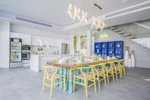 Bright modern kitchen with dining area