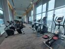 Modern gym with a panoramic city view