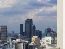 City skyline view from a balcony