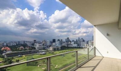 View from a balcony overlooking a city skyline