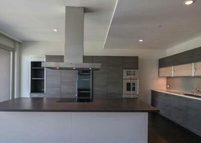 Modern kitchen with island and stainless steel appliances