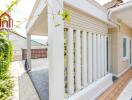 Outdoor area of a property with plants and a covered walkway