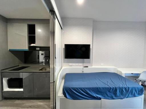 Studio apartment with integrated kitchen and bedroom