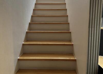 Staircase leading to upper floor with window