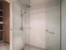 Modern shower area with glass doors