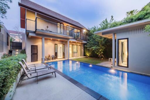 Modern house with a pool and garden