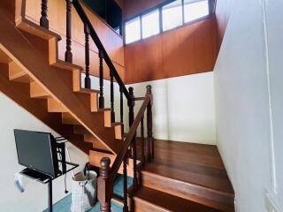 Wooden Staircase with Railing