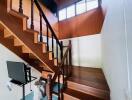 Wooden Staircase with Railing