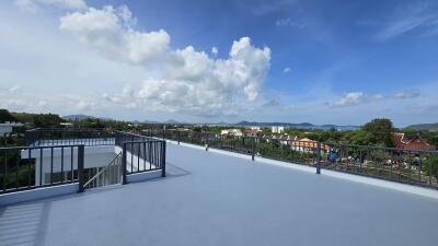 Spacious rooftop terrace with scenic views