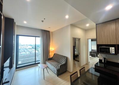 Modern living room with balcony view