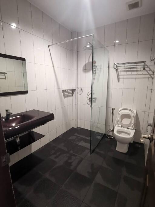 Modern bathroom with shower and toilet