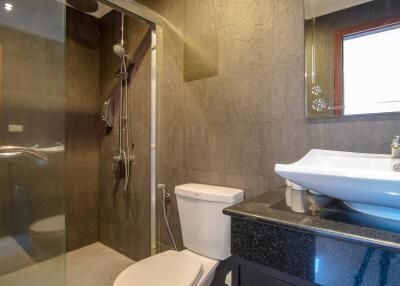 Modern bathroom with shower and sink