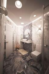 Modern bathroom with marble decor