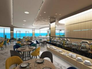 Modern dining area with ocean view