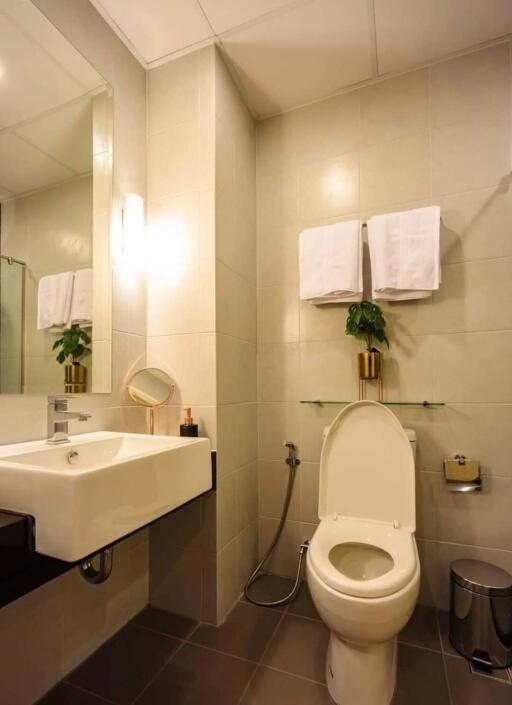 Modern bathroom with sink and toilet