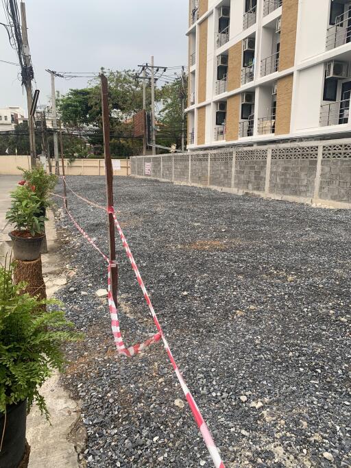 Construction site next to a building