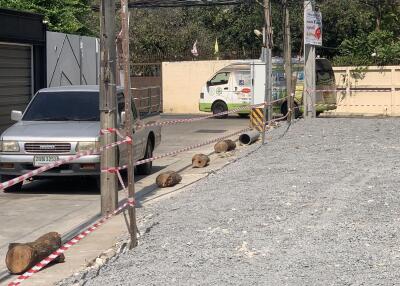 Construction site with parked vehicles