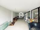 Spacious Hallway with seating and glass partitions