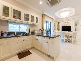 Modern kitchen with adjoining dining area