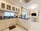 Modern kitchen with adjoining dining area