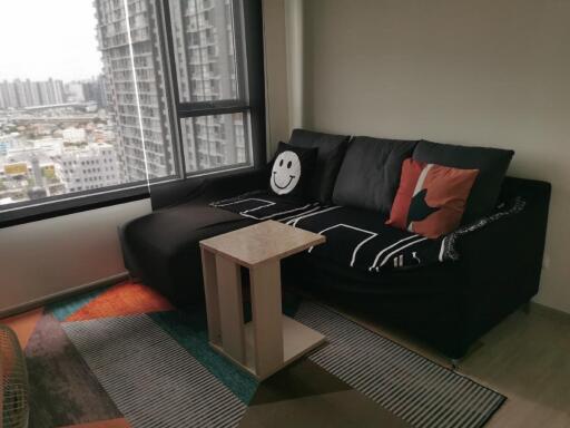 Modern living room with city view