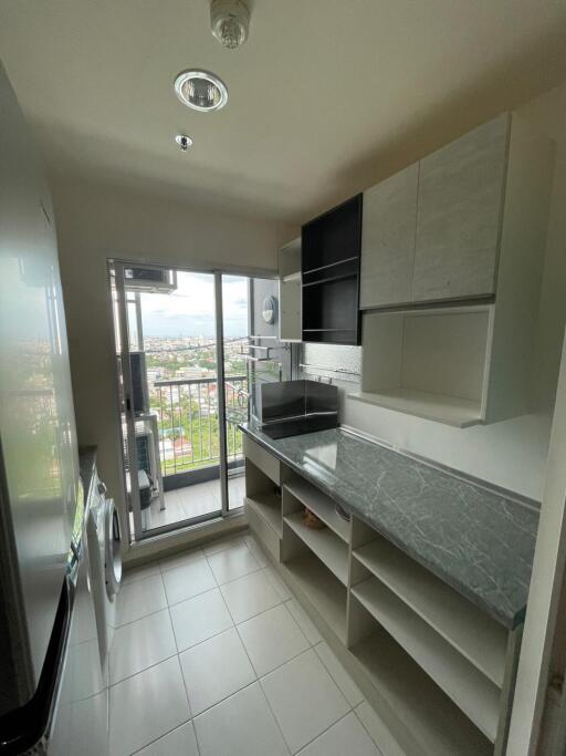 Modern kitchen with balcony view