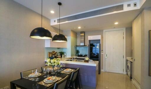 Modern kitchen with dining area